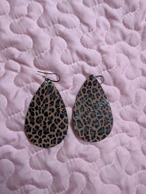 Brown Leopard Print Teardrop Earrings - Women Accessories